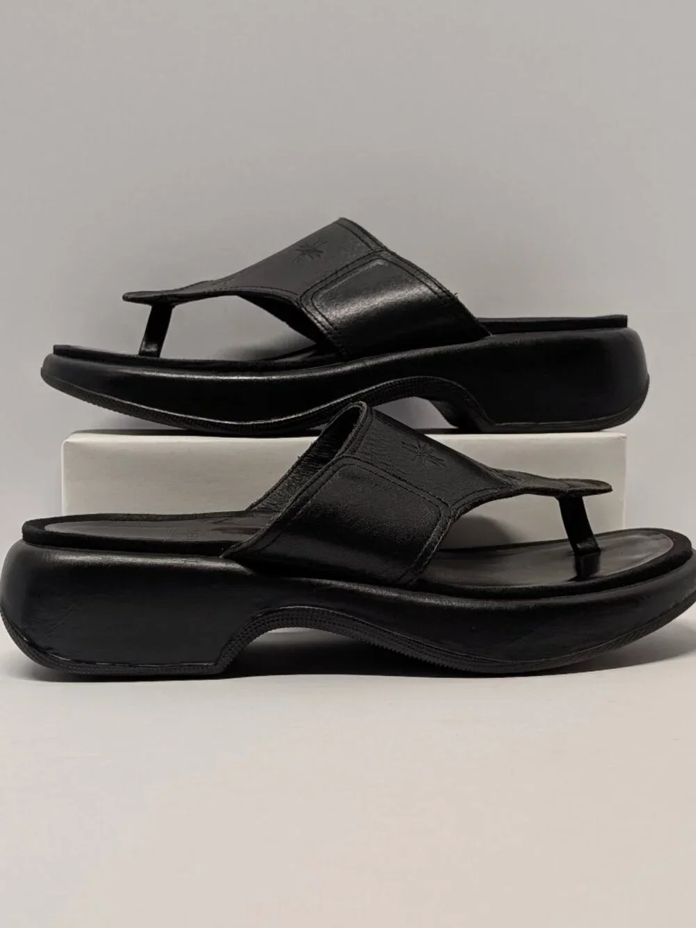 Dansko Floral Embossed Thong Sandals in Black Leather